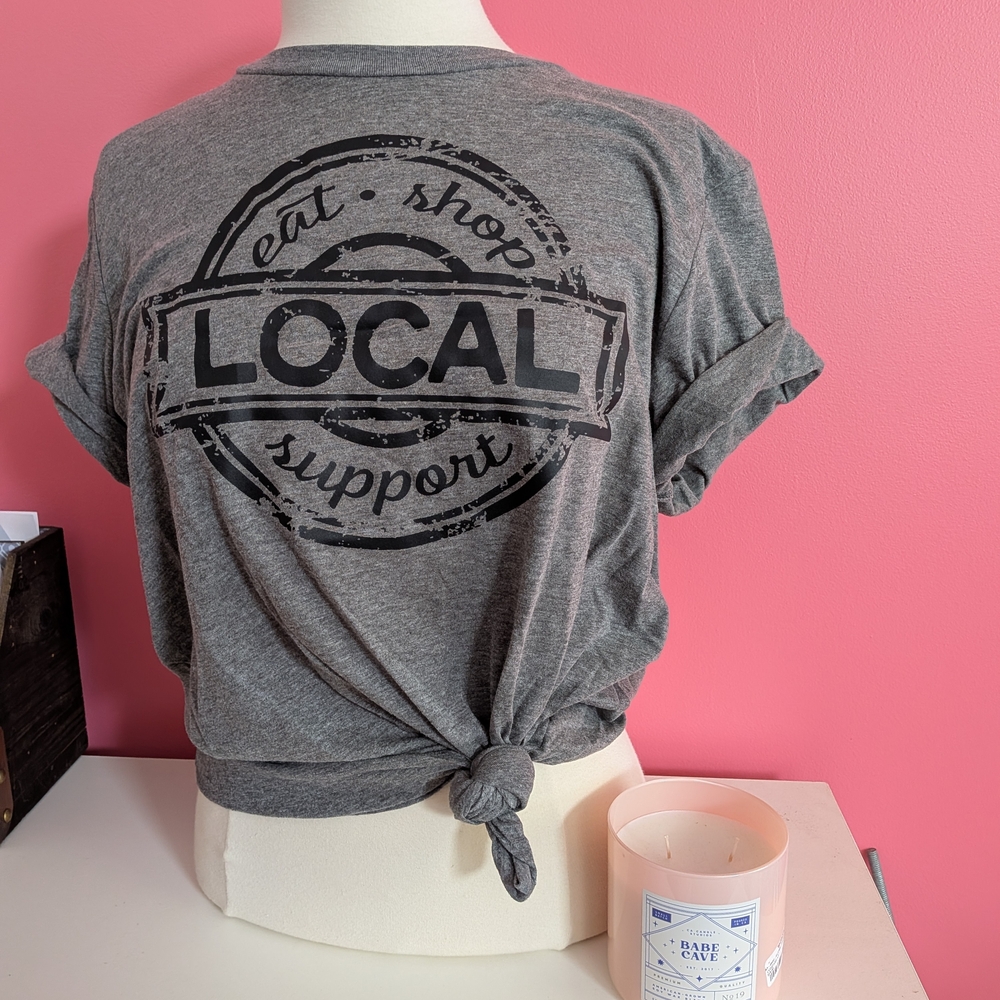 Gray Graphic Tee with Local Print